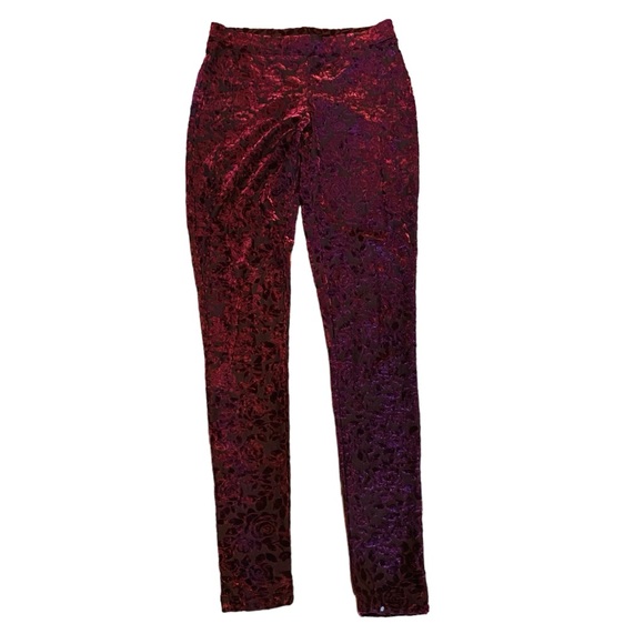 ⭐️ NORDSTROM Burgundy Floral Burned Velvet Leggings - Picture 2 of 4